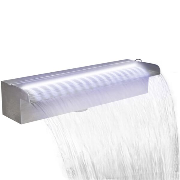 vidaXL Cascata per Laghetto Rettangolare con LED in Acciaio Inox 45 cm