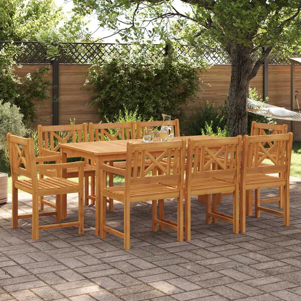 vidaXL Set da Pranzo per Giardino 9 pcs Marrone