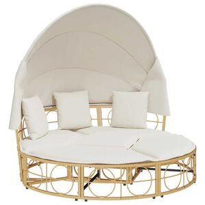 vidaXL Lettino Prendisole Esterno Tetto e Cuscini in Polyrattan