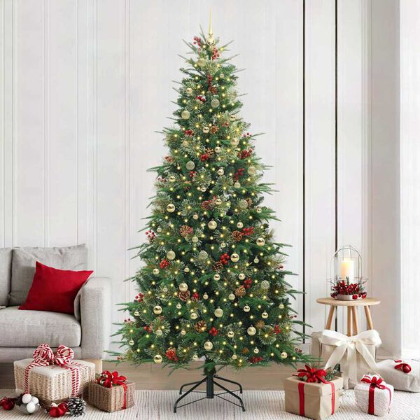 vidaXL Albero di Natale Artificiale con Rami Pieghevoli Verde 240 cm