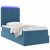 vidaXL Letto con contenitore e LED Blu Scuro 100 x 200 cm Velluto