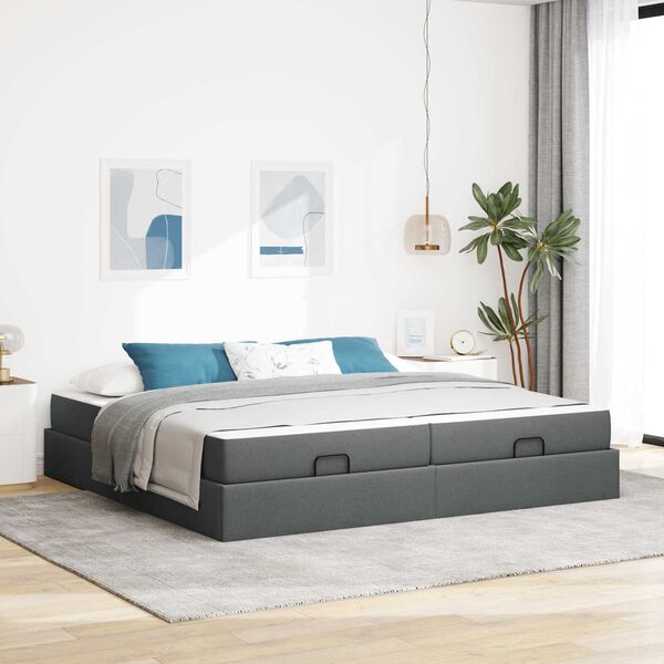 vidaXL Struttura letto con materasso 2 pcs Grigio Sfumato Tessuto