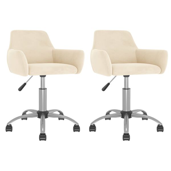 vidaXL Sedie da Pranzo Girevoli 2 pz Crema in Velluto