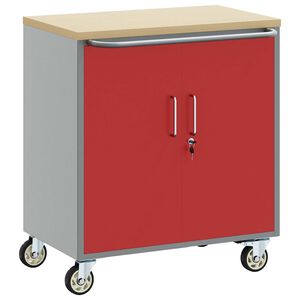 vidaXL Carrello da lavoro a rulli Rosso e Grigio 75 x 45 x 85 cm