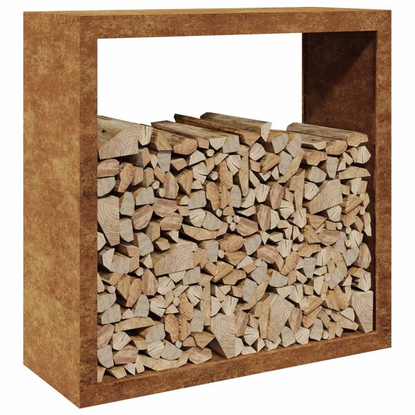 vidaXL Rack per Legna da Ardere 100x40x100 cm in Acciaio Corten