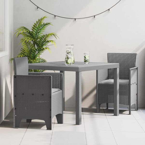 vidaXL Set da Pranzo per Giardino 3 pcs Grigio chiaro Rattan Polt