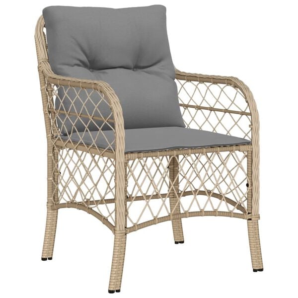 vidaXL Set Pranzo da Giardino 5 pz con Cuscini Beige Misto Polyrattan
