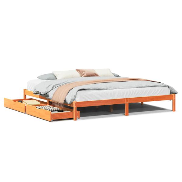 vidaXL Letto senza Materasso Marrone Cera 180x200 cm in Legno di Pino