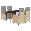 vidaXL Set Pranzo da Giardino 5 pz con Cuscini Beige Misto Polyrattan