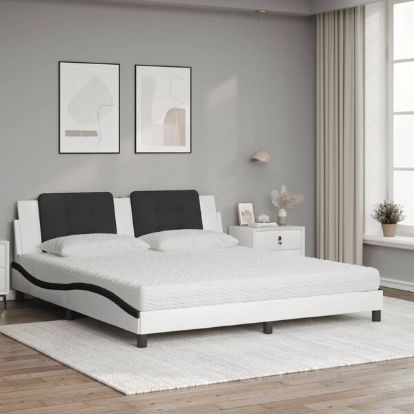 vidaXL Letto con Materasso Zadar Bianco e Nero 180x200cm Similpelle