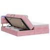 vidaXL Letto con contenitore LED e materasso Rosa 180 x 200 cm Velluto
