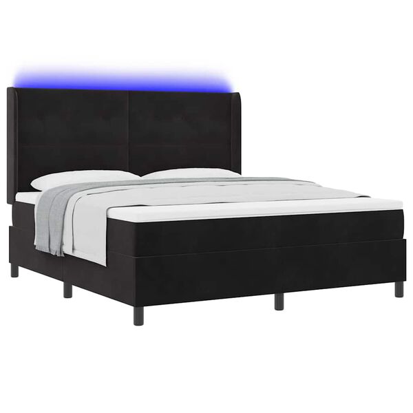 vidaXL Letto a molle con materasso con led Nero 180 x 200 cm Velluto