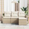 vidaXL Set Divano da Giardino con cuscino 4 pcs Beige Poly Rattan
