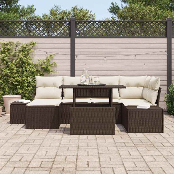 vidaXL Set Divano da Giardino 7 pcs Marrone Poly Rattan