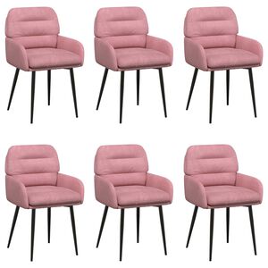 vidaXL Sedie da pranzo 6 pcs Velluto Rosa 59 x 59,5 x 90 cm