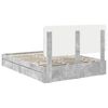 vidaXL Letto con Contenitore con testiera Grigio cemento 140 x 190 cm