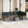 vidaXL Set Divano da Giardino con cuscino 9 pcs Grigio Poly Rattan