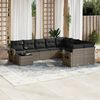 vidaXL Set Divano da Giardino 10 pz con Cuscini Grigio in Polyrattan