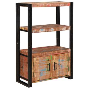 vidaXL Libreria con Porte Marrone Legno Recuperato Massello e Metallo