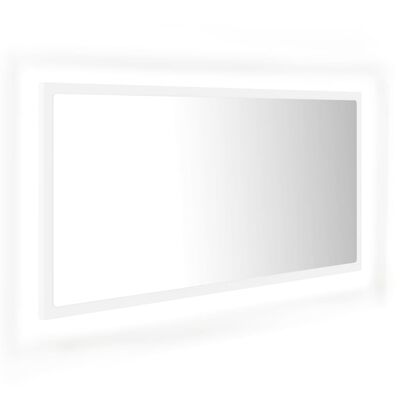 vidaXL Specchio da Bagno LED Bianco 90x8,5x37 cm in Truciolato