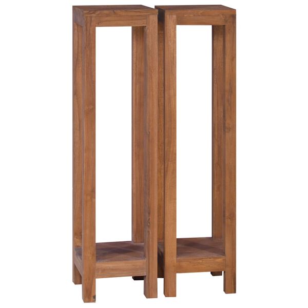 vidaXL Piedistalli per Piante 2 pz 25x25x100 cm Legno Massello di Teak