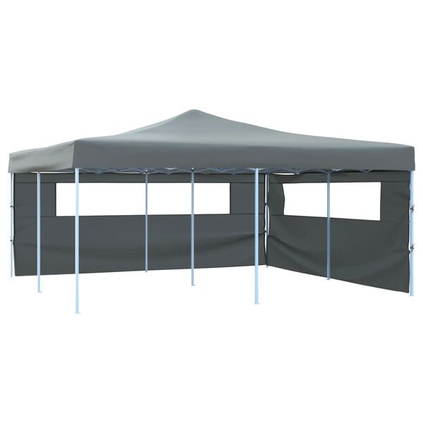 vidaXL Gazebo Pieghevole con 2 Pareti 5x5 m Antracite