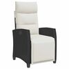vidaXL Sedia Reclinabile da Giardino con Tavolino Nera Polyrattan