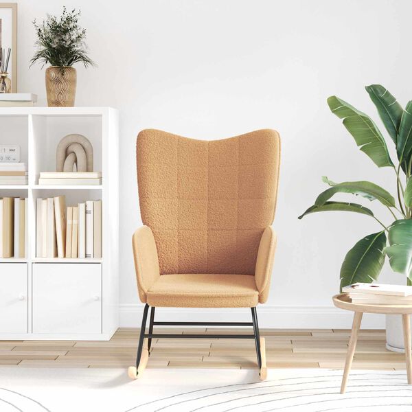 vidaXL Sedia a dondolo Beige Tessuto Sherpa