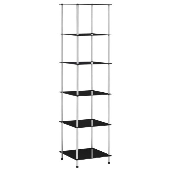 vidaXL Scaffale a 6 Livelli Nero 40x40x160 cm in Vetro Temperato
