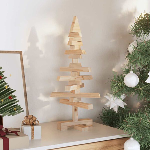 vidaXL Albero di Natale Decorativo in Legno 60 cm Legno Massello Pino