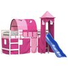 vidaXL Letto a Soppalco con Torre Bambini Rosa 80x200cm Massello Pino