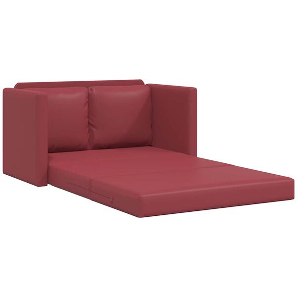 vidaXL Divano Letto da Terra 2 in 1 Rosso Vino 112x174x55cm Similpelle