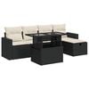 vidaXL Set Divano da Giardino 6 pz con Cuscini Nero in Polyrattan