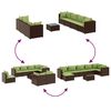 vidaXL Set Divani da Giardino 8 pz con Cuscini in Polyrattan Marrone