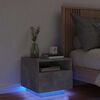 vidaXL Comodino con Luci LED Grigio Cemento 40x39x37 cm
