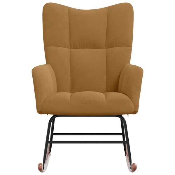 vidaXL Sedia a Dondolo Marrone in Velluto