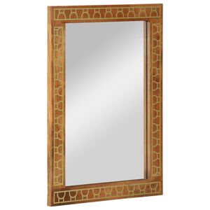 vidaXL Specchio da Bagno 50x70x2,5 cm Legno Massello di Mango e Vetro