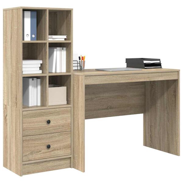 vidaXL Scrivania con cassetto 2 pcs Rovere Sonoma
