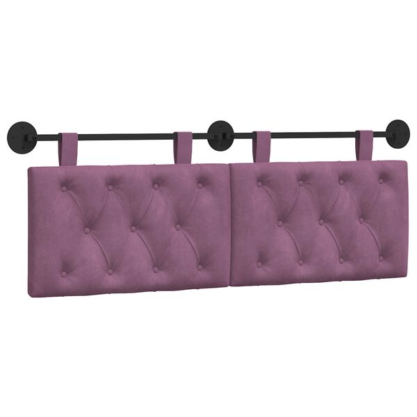 vidaXL Testata appesa Montaggio a parete Viola 130 x 55 x 7 cm Velluto