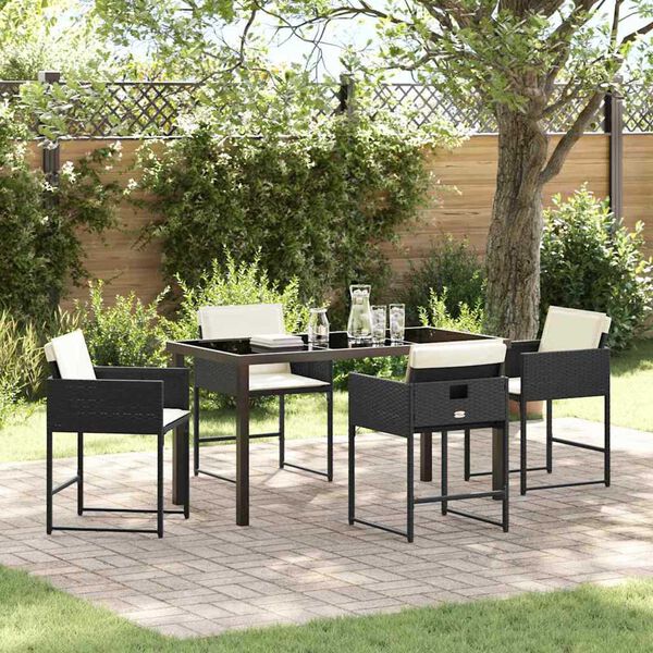 vidaXL Set da Pranzo per Giardino 5 pcs Nero polyrattan