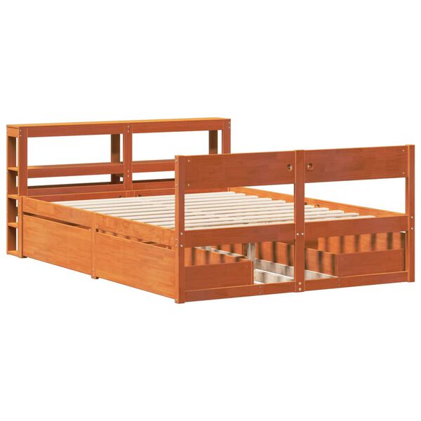 vidaXL Letto senza Materasso Marrone Cera 140x190 cm in Legno di Pino