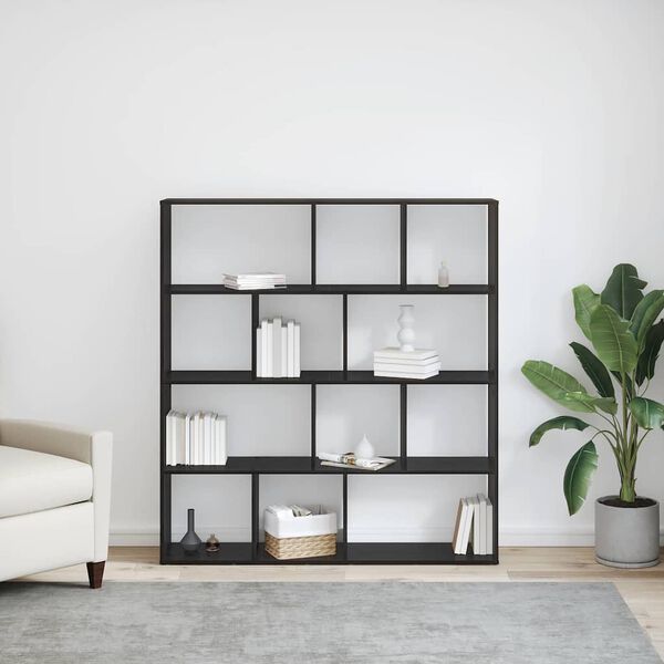 vidaXL Armadio per Libri Rovere Nero 132 x 29 x 141,5 cm