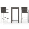 vidaXL Set Bar da Giardino 3 pz con Braccioli in Polyrattan Grigio