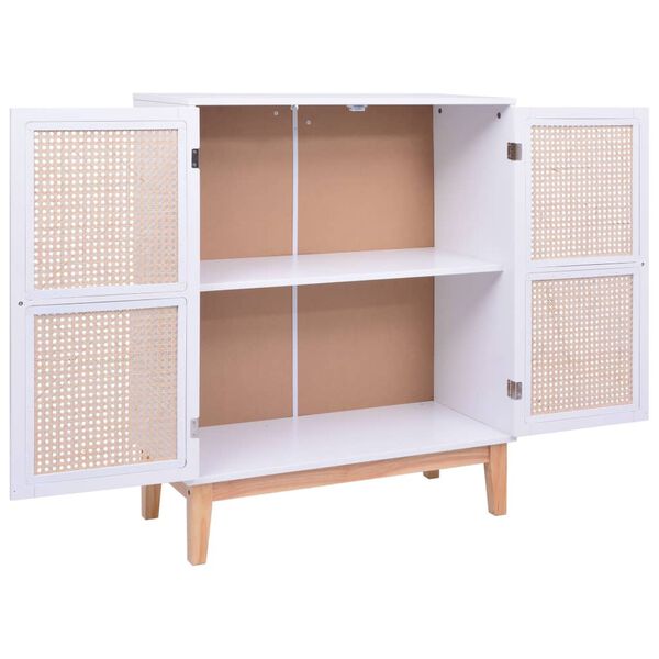 vidaXL Credenza Bianca 80x35x100 cm in MDF e Rattan