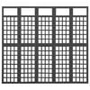 vidaXL Divisorio a 5 Pannelli Legno Massello di Abete Nero 161x180 cm