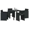 vidaXL Set da Pranzo per Giardino con cuscino 5 pcs Nero polyrattan