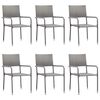 vidaXL Set da Pranzo da Giardino 7 pz Nero Grigio Polyrattan e Acciaio