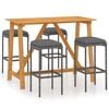 vidaXL Set da Bar da Giardino 5 pz con Cuscini in Polyrattan Grigio