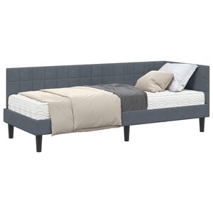 vidaXL Struttura Letto Angolare con Materasso 2 pcs Grigio Velluto