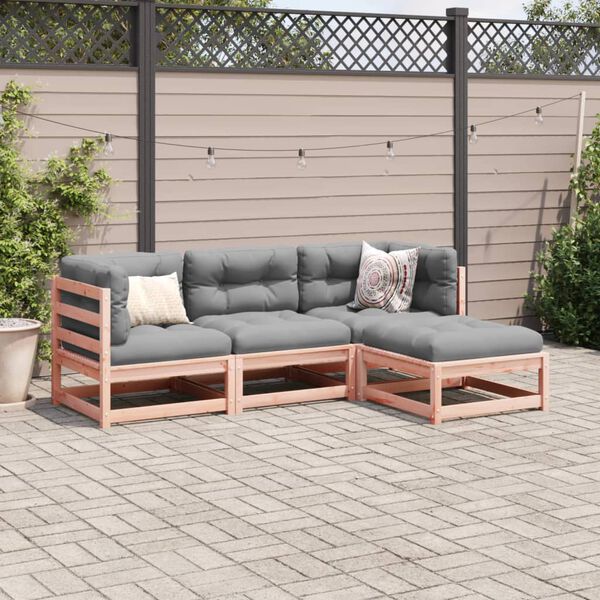 vidaXL Set Divani Giardino 4 pz Cuscini Legno Massello Abete Douglas